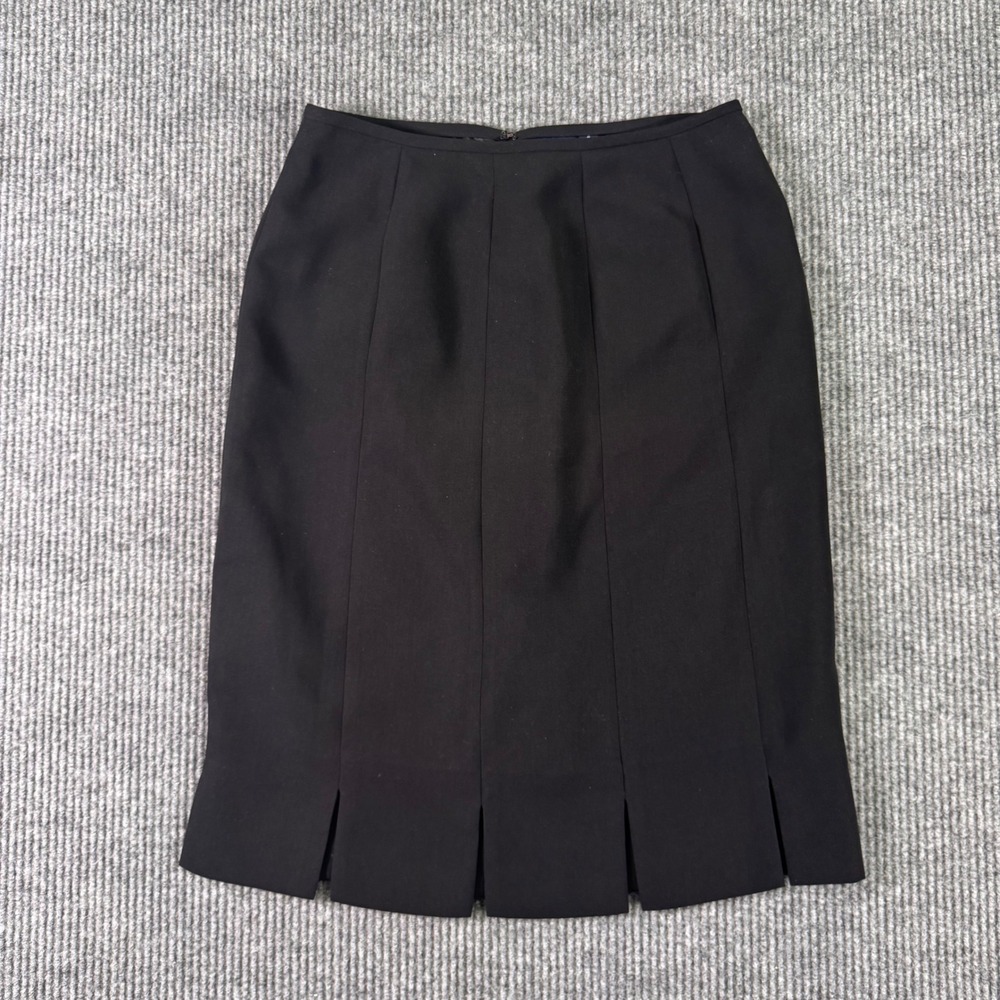 Quiet Luxury Black Pencil Skirt Womens 8 Classic Career Lined Minimalist Chic - Picture 1 of 7